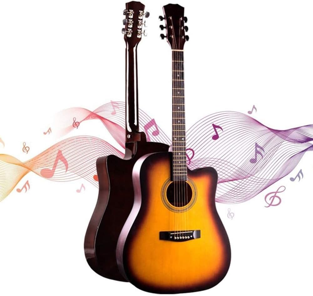 Full Size Guitar Acoustic Guitar Beginner Kit 41-inch Classical Guitar Student Adult Practice Musical Instruments Original Strings Beginner Acoustic Guitar Starter Package Student G (Yellow 41 inch)