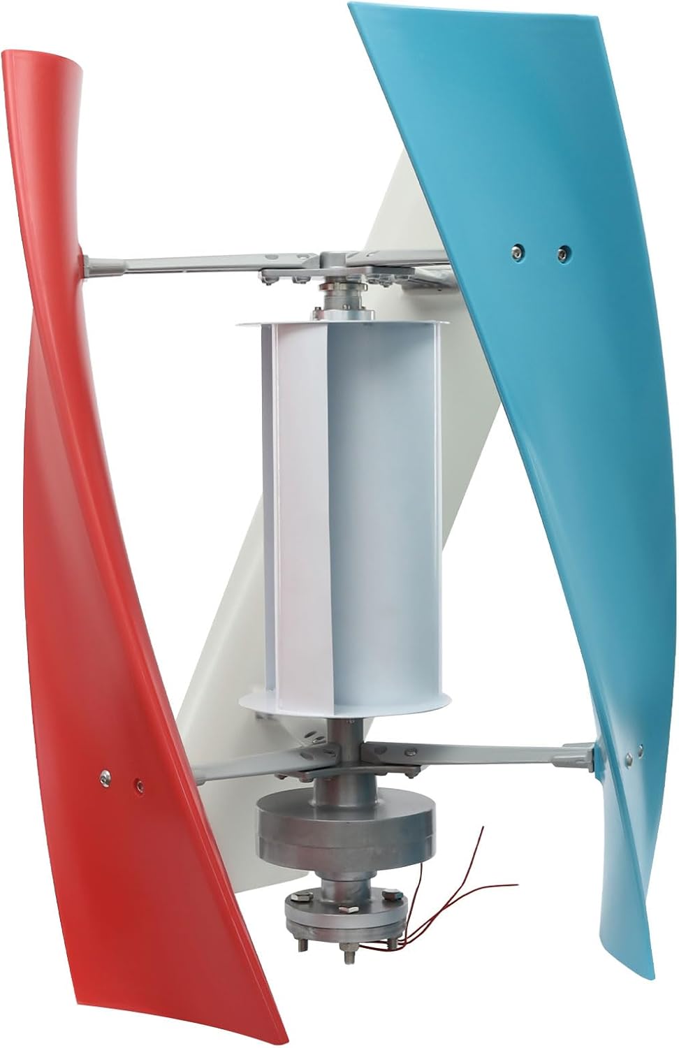 100W Vertical Axis Wind Turbine Generator, Permanent Magnet Generator with Intelligent Controller, Low Noise Helical Design Windmill for Home, Boats, Street Lighting (24V,500w, Blue+White+Red)