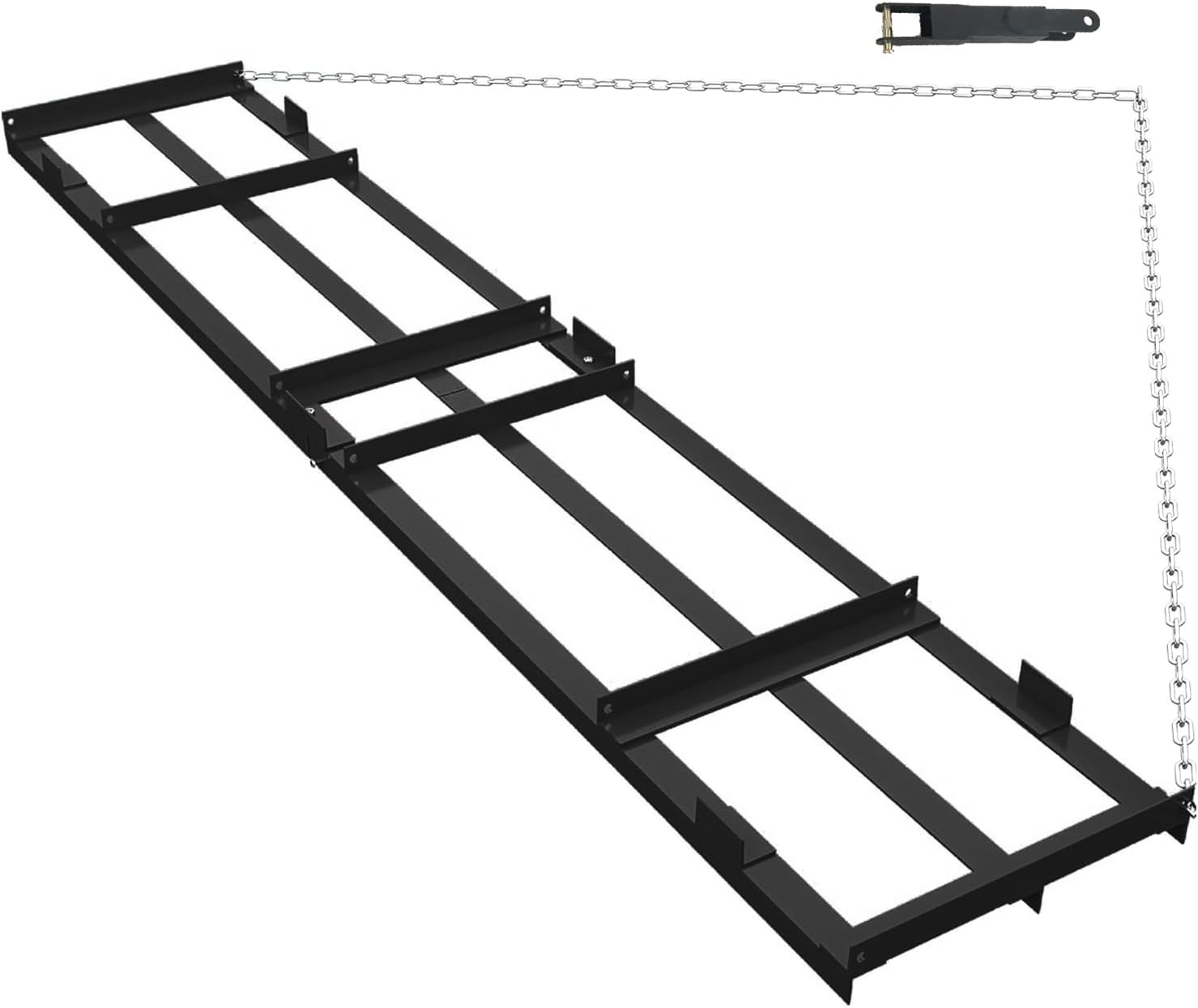 Drag Harrow Driveway Grader, Heavy Duty Power Rake, Driveway Drag for Gravel W/ 6 ft Chain, Tow Behind Lawn Rake for ATV, UTV, Tractor, Mower, Land Leveler for Gravel, Sand, Soil, Hay (8 ft)