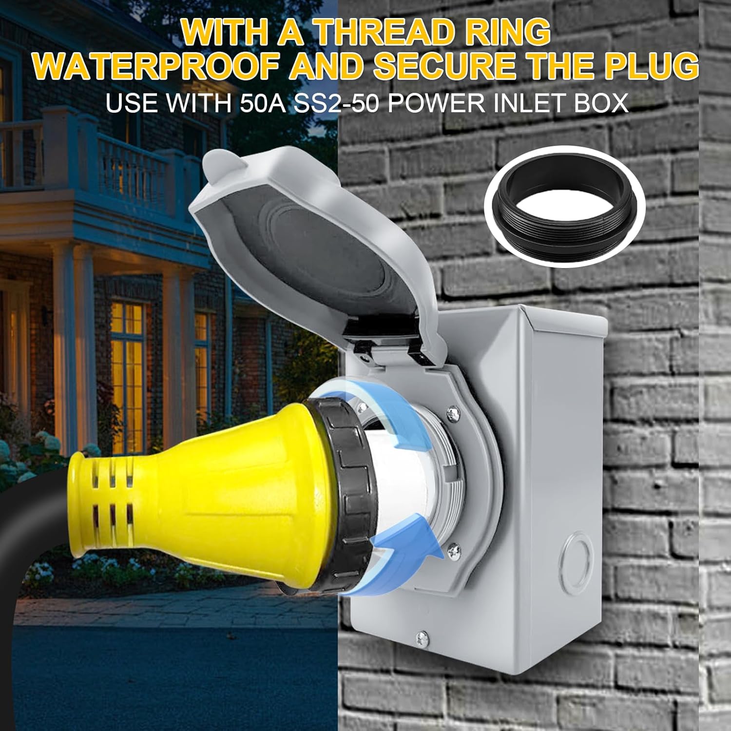 20ft NEMA L14-30P to SS2-50R RV Marine Power Generator Adapter Cord, 30Amp Twist Lock Generator L14-30P Male to 50Amp Marine Shore Power SS2-50R Female with Locking Ring, ETL Listed