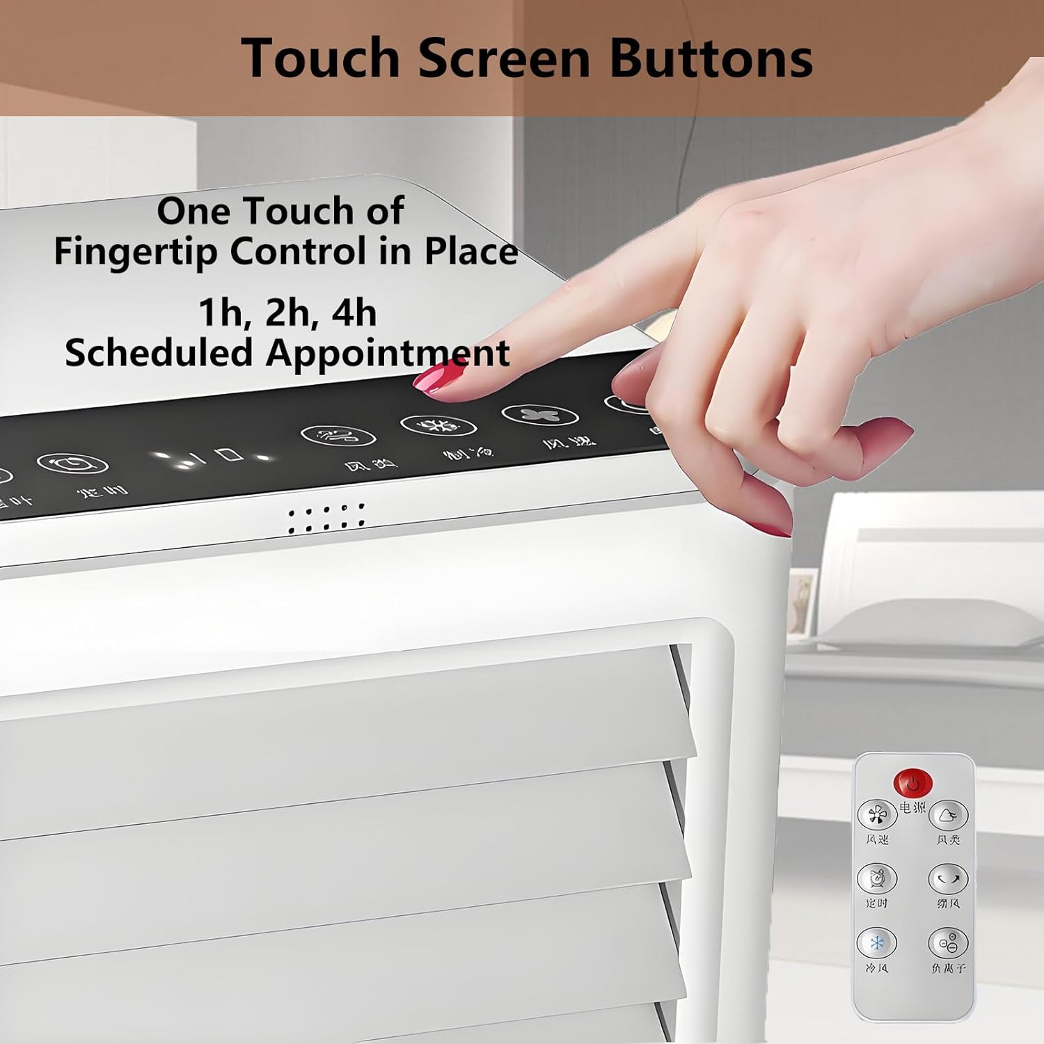 Portable AC Air Conditioner Small Desktop Cooling Fan with 3-Speed and 4 Ice Packs Evaporative Personal Mini AC Remote Control Touch Screen for Car Camping Home Office 24VHomeCar