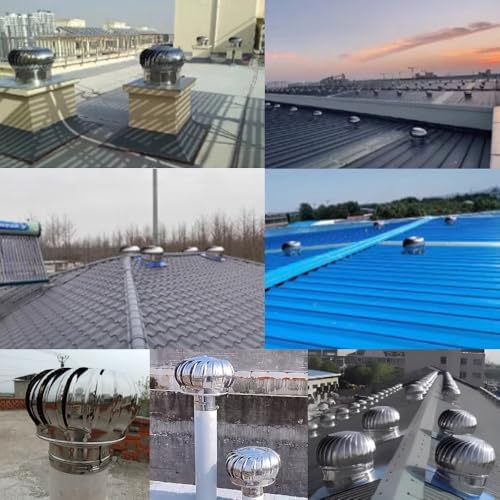 Stainless Steel Roof Wind Turbine Non-Power Ventilator Cap, Rainproof Exhaust Cap for Pipe Flue, 160mm/6in