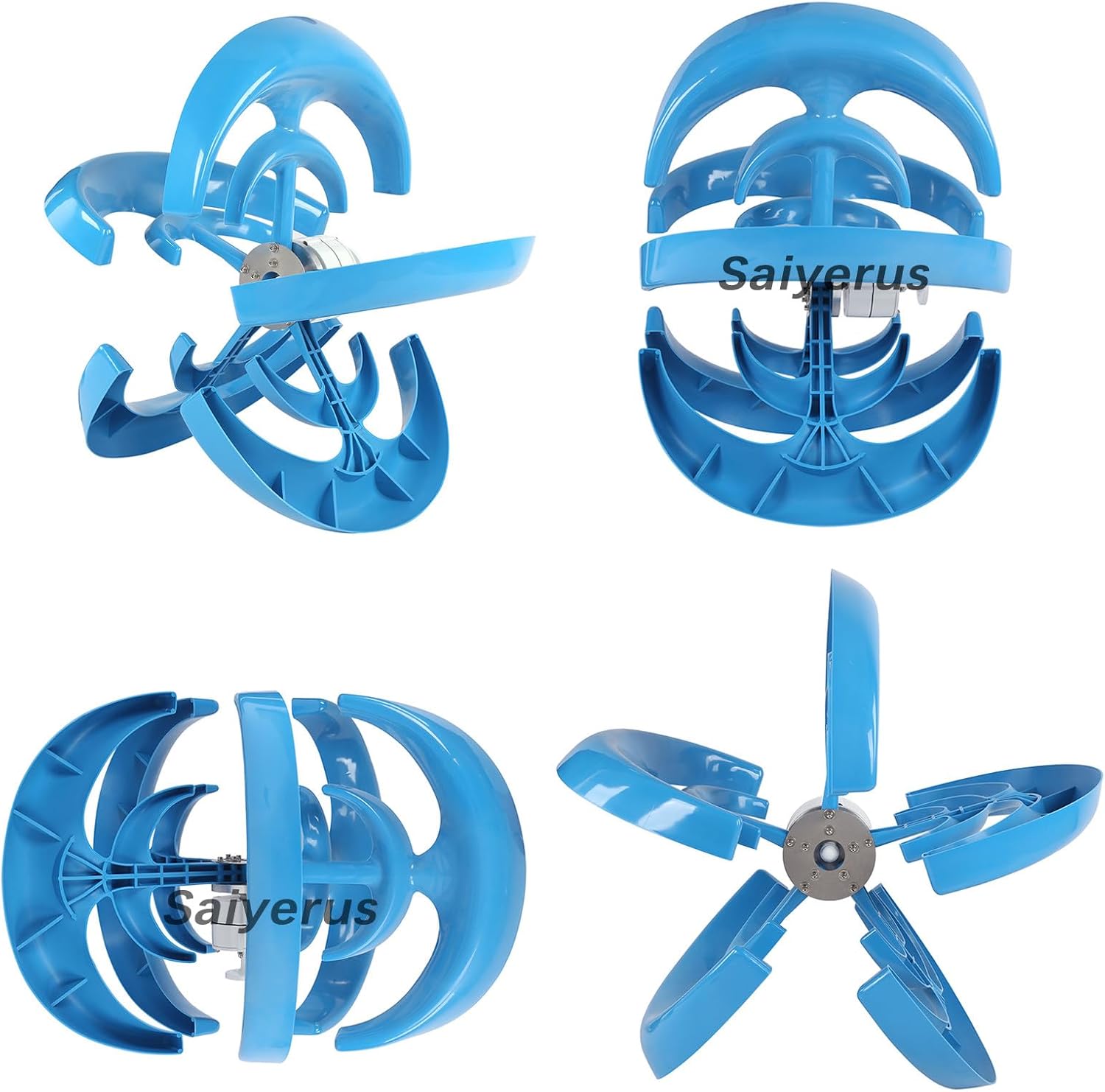 12000W Wind Turbine Generator, 12V 24V 48V 5 Blades Vertical Wind Turbine Kit, Three Phase AC Permanent Magnet Generator with Controller, Small Wind Turbine Generator (Blue 48V)