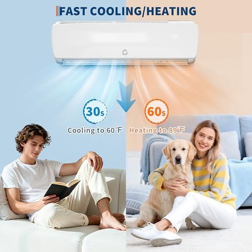 12,000 BTU Mini Split AC/Heating System, 19 SEER2 230V Ductless Split-System Air Conditioner with Heat Pump, Pre-Charged Condenser, 750 sq ft Coverage, Full Function Remote Control & Installation Kit