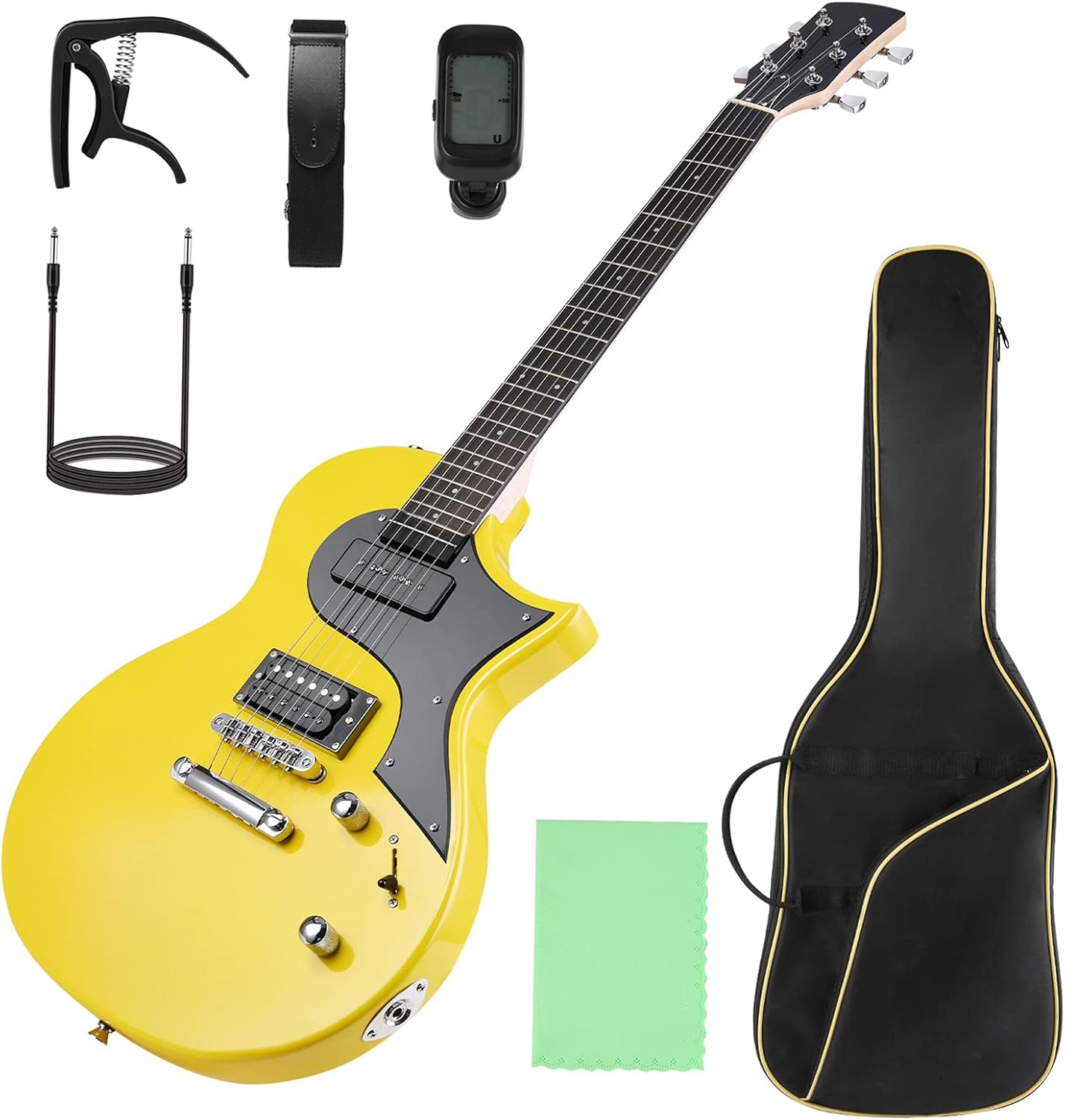 40 Electric Guitar, Solid Body Electric Guitars Kit with Pickup, Gig Bag for Beginner (Yellow)