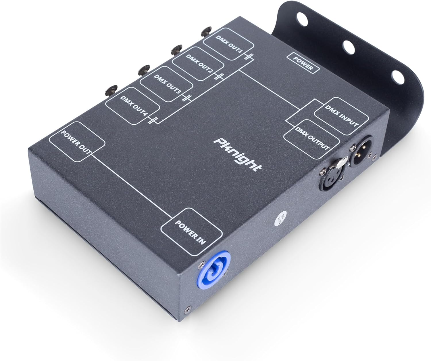 Pknight 4-Channel DMX Signal Splitter with Optical Isolation and PowerCON Linking Signal Amplifier Distributor for Stage Lighting (4 CH DMX Splitter)
