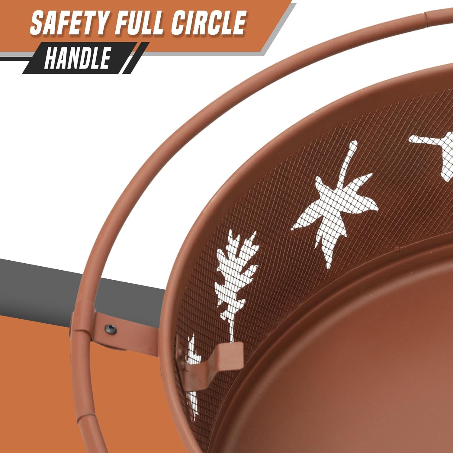 32 Inch Outdoor Fire Pit, 2 in 1 Metal Round Wood Burning Fire Pit, Maple Leaf Cutout Large Fireplace Firepits for Outside Patio Backyard Bonfire BBQ with Spark Screen, Poker, Grate, Gold