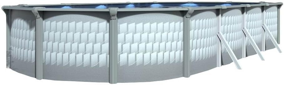 Lake Effect Pools 'Testudo' 12 ft x 24 ft Oval Above Ground Swimming Pool | 52 Inch Resin Protected Steel Sided Walls | Bundle Includes: 25 Gauge Overlap Liner & Widemouth Skimmer