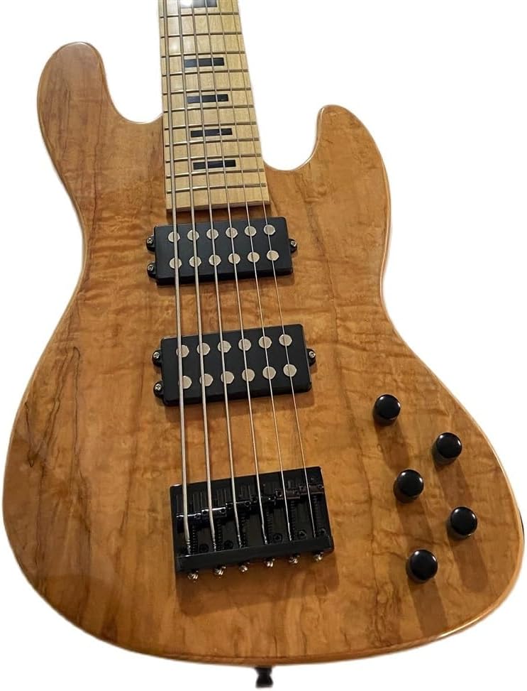 Custom Original Wood Color Jazz Bass Solid Ash Body With Quilted Maple Veneer Active HH PickupS 6 Strings Customized