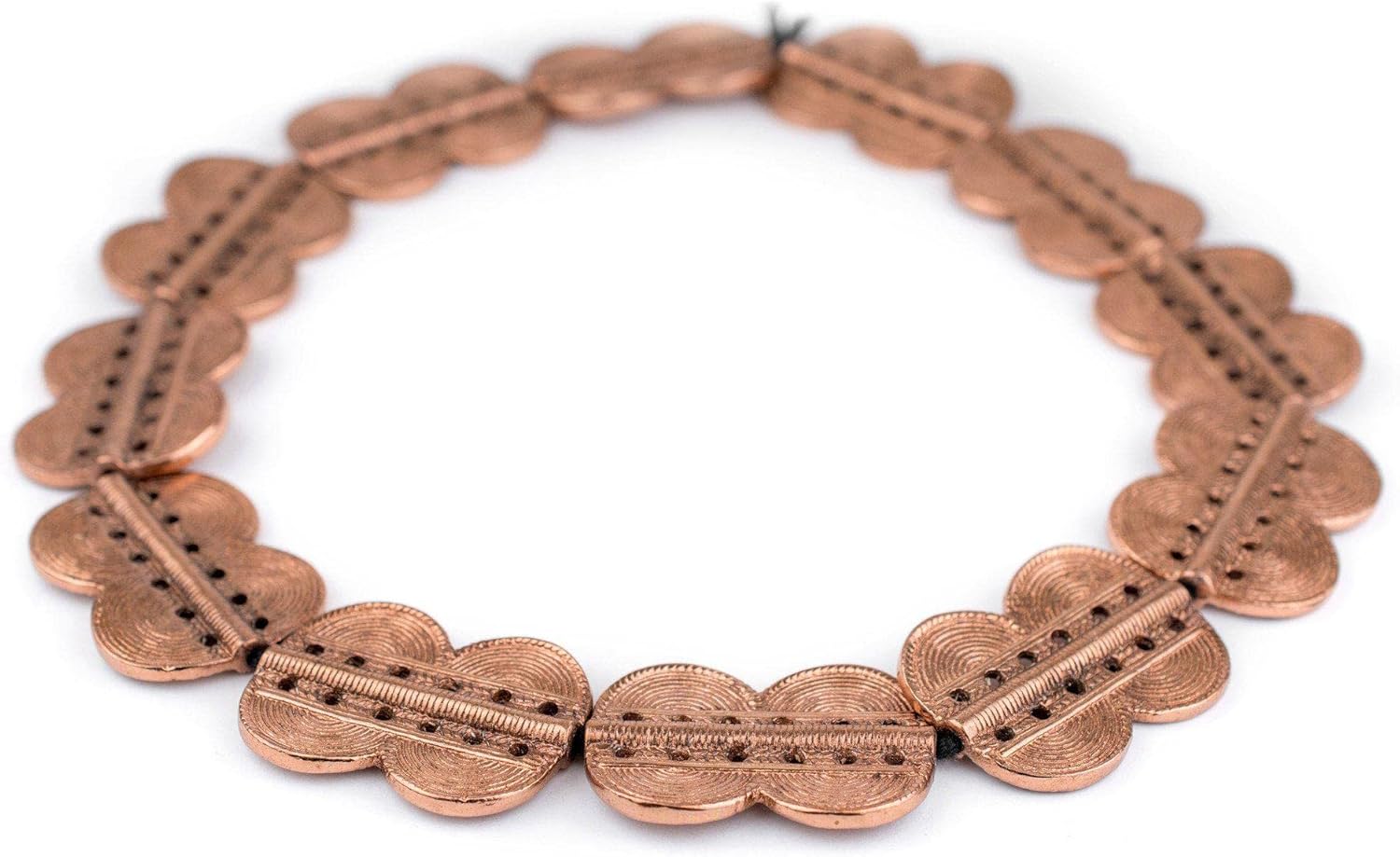 The Bead Chest Copper Baule Beads, African Tribal Brass-Plated Flat Tabular Ethnic Ivory Coast Jewelry Making Supplies for Necklaces and Bracelets