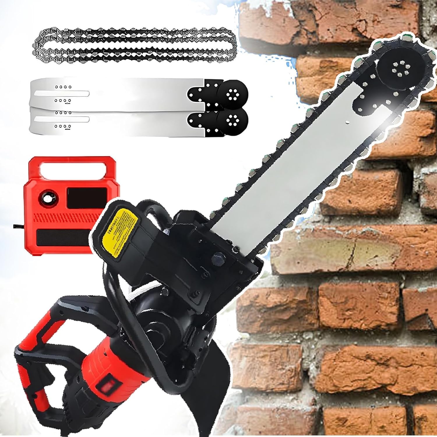 Upgrade Electric Concrete Chain Saw/9500w/9800w Power Chain Saws, 13.7/18.8in Max Cutting Depth,with 2 Diamond Chains & Guide Plates, for Reinforced Concrete, Brick, Granite 9800W