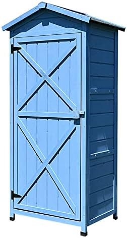 Potting Bench, Outdoor Storage Shed, Wooden Garden Tool Cabinet with Waterproof Roof, Multifunctional Portable Backyard Tool Storage Rack for Patio Deck Lawn(Blue)