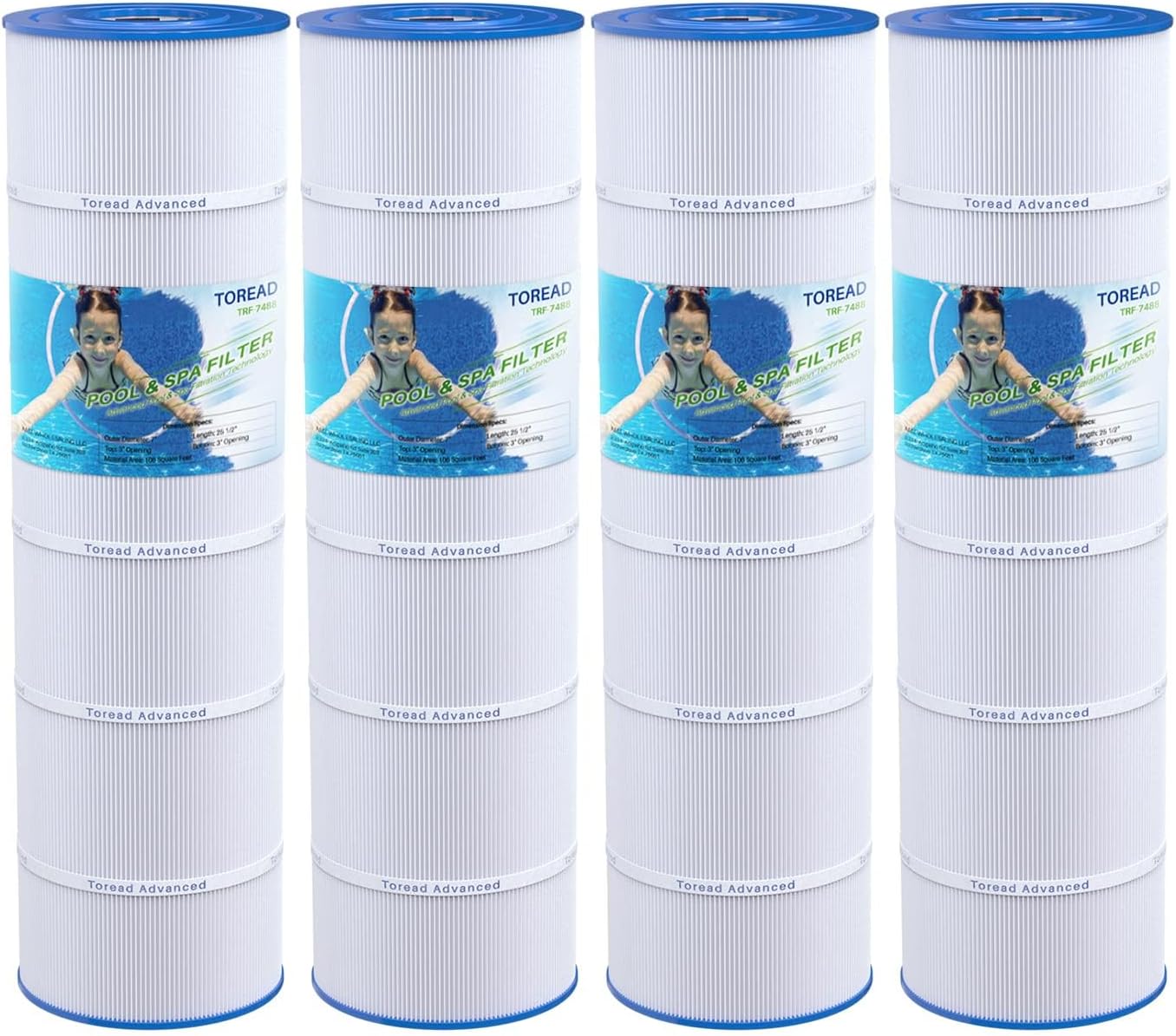 TOREAD PA106 Pool Filter Replaces Hayward CX880XRE, Ultral-A1, Unicel C-7488, Filbur FC-1226, FC-6430, Hayward SwimClear C4020, C4025, C4030, 4 X 106 sq. ft. Filter Cartridge 4 Pack