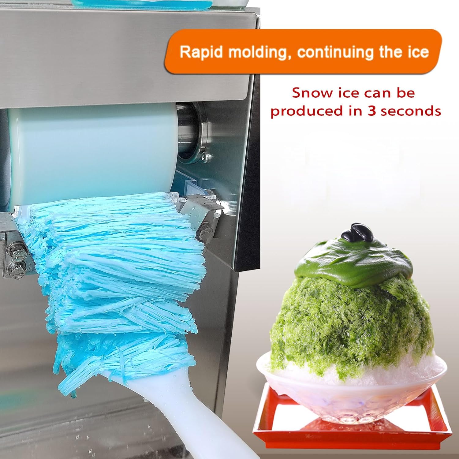 Kolice Commercial Automatic Electric Snowflake Ice Machine, Ice Shaving Machine, Snow Cone Maker 374lbs/day, Air Cooling, Quality Compressor for Food Truck, Restaurant, Milktea Shops, Household, etc