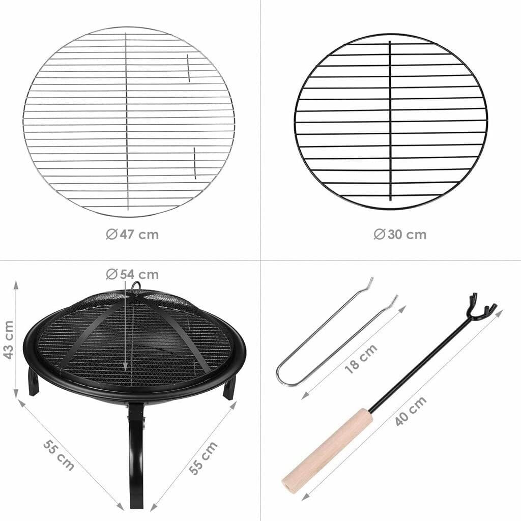 Portable BBQ Grill Heater Fire Pit Charcoal Stove for Outdoor Camping, Picnic, Patio, with Spark Guard, Foldable Legs, and Protective Grille