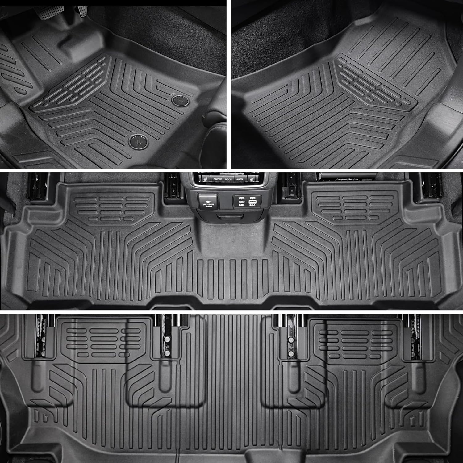 Floor Mats Cargo Mat Backrest Mats Trunk Lower Storage Mat for 2019-2025 Subaru Ascent Accessories, All-Weather TPE Trunk Mat Cargo Liner Door Sill Protector(Floor Mats+2-in-1 Cargo Mat)