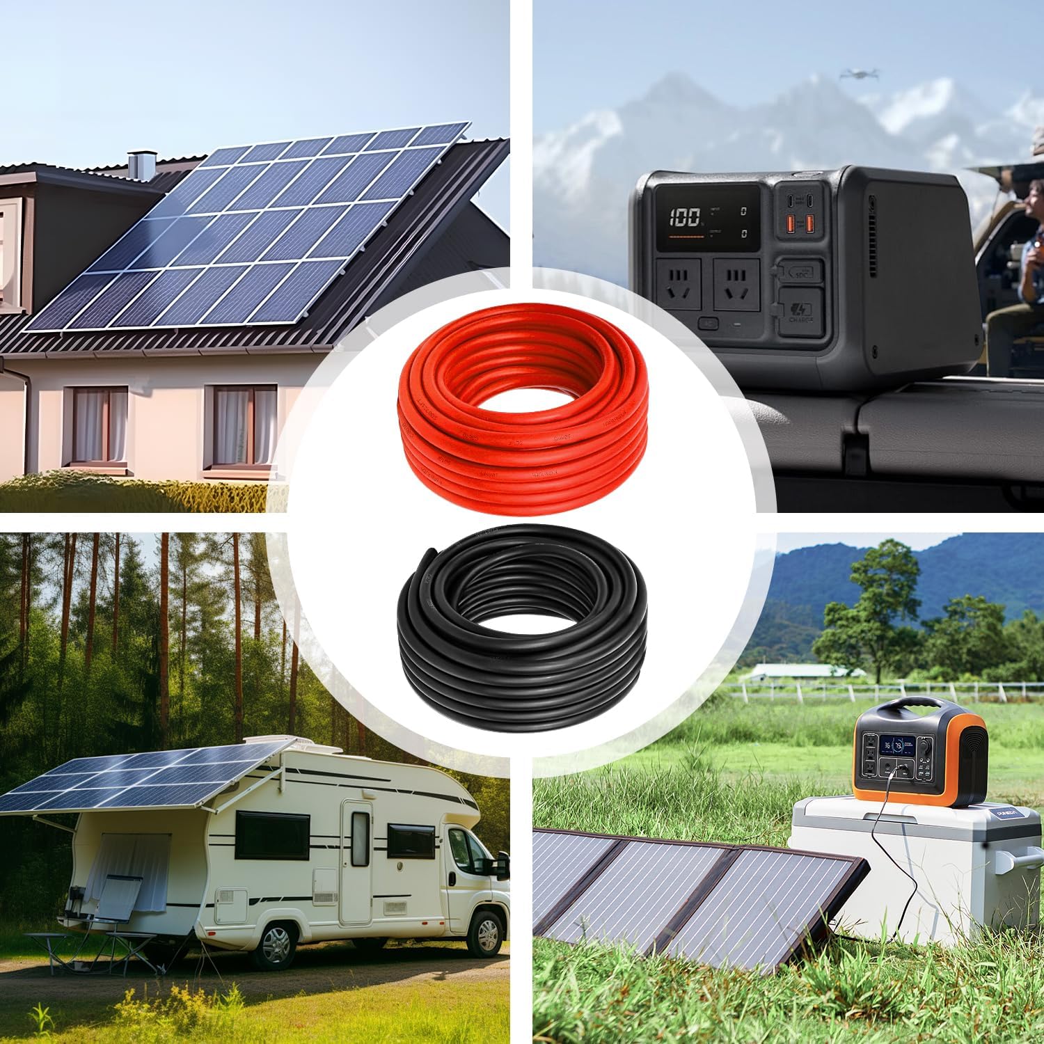 10 AWG Solar Cable 100FT Red + 100FT Black Tinned Copper Wire, 10 Gauge Solar Panel Wire for RV, Automotive, Trailer, Marine, Outdoors