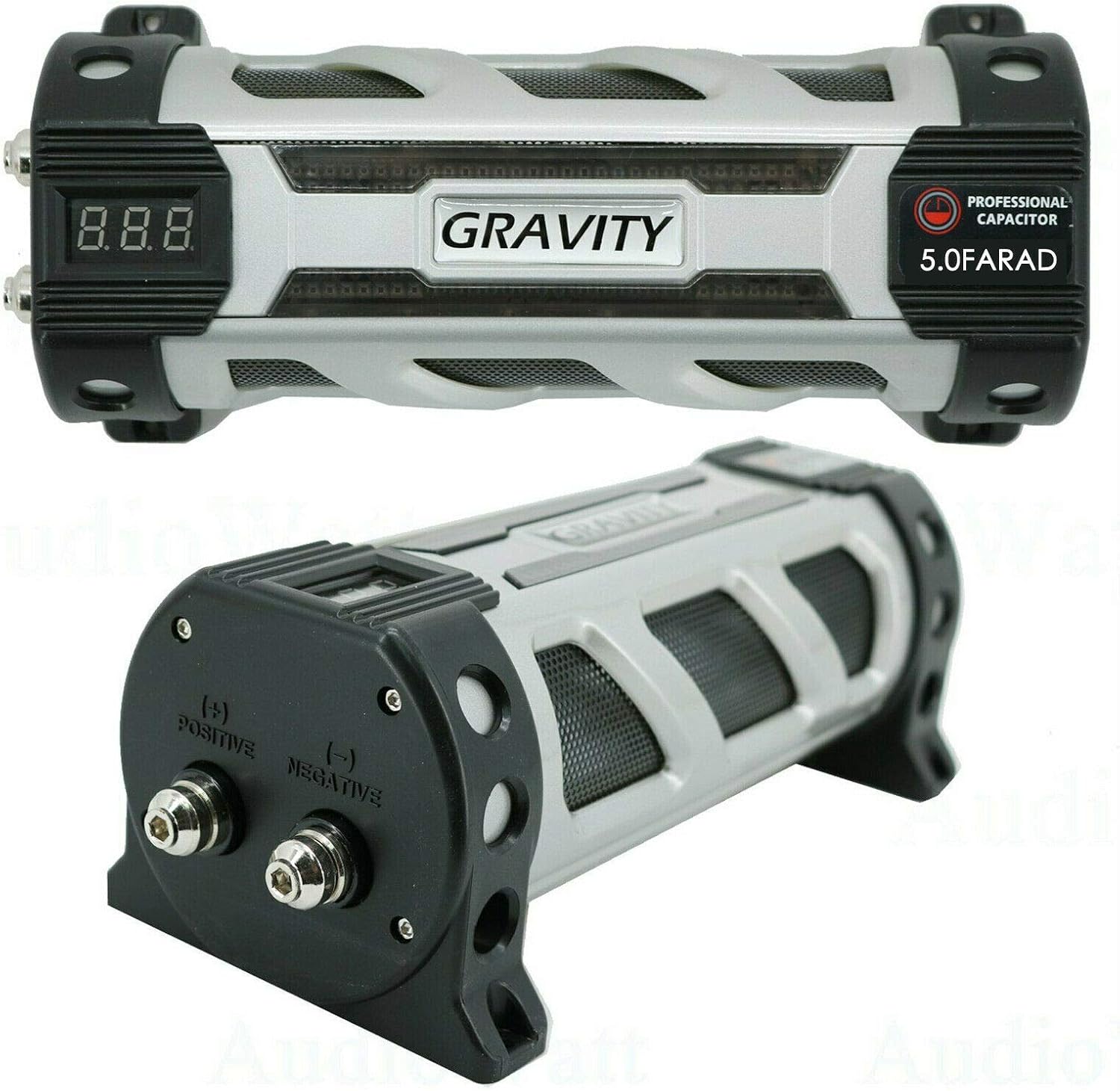 Gravity GR5.0 Car Audio Battery Stiffening Portable Power 5 Farad Capacitor and Completed 5000 Watts 0 Gauge Amplifier Installation Wiring Kit Red BGC0XLR