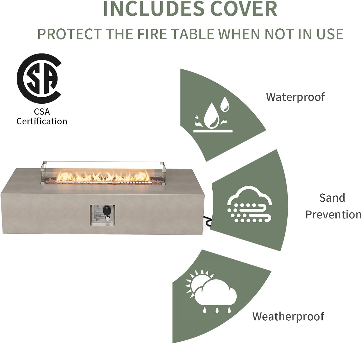 COSIEST Outdoor Propane Fire Pit Table 56