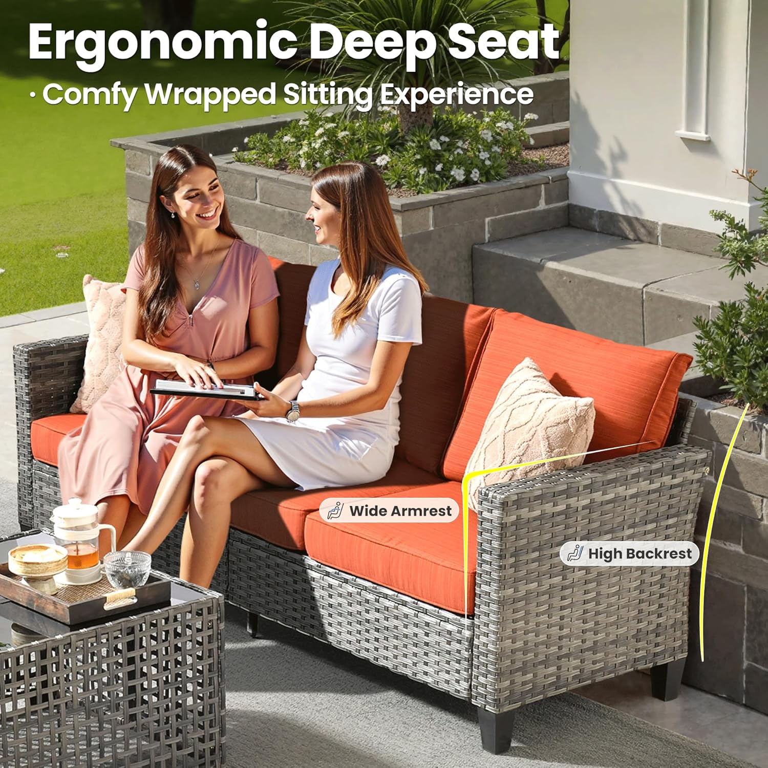 ovios 10 Pieces Patio Furniture Set with Swivel Chairs Rocking Gliders, 54