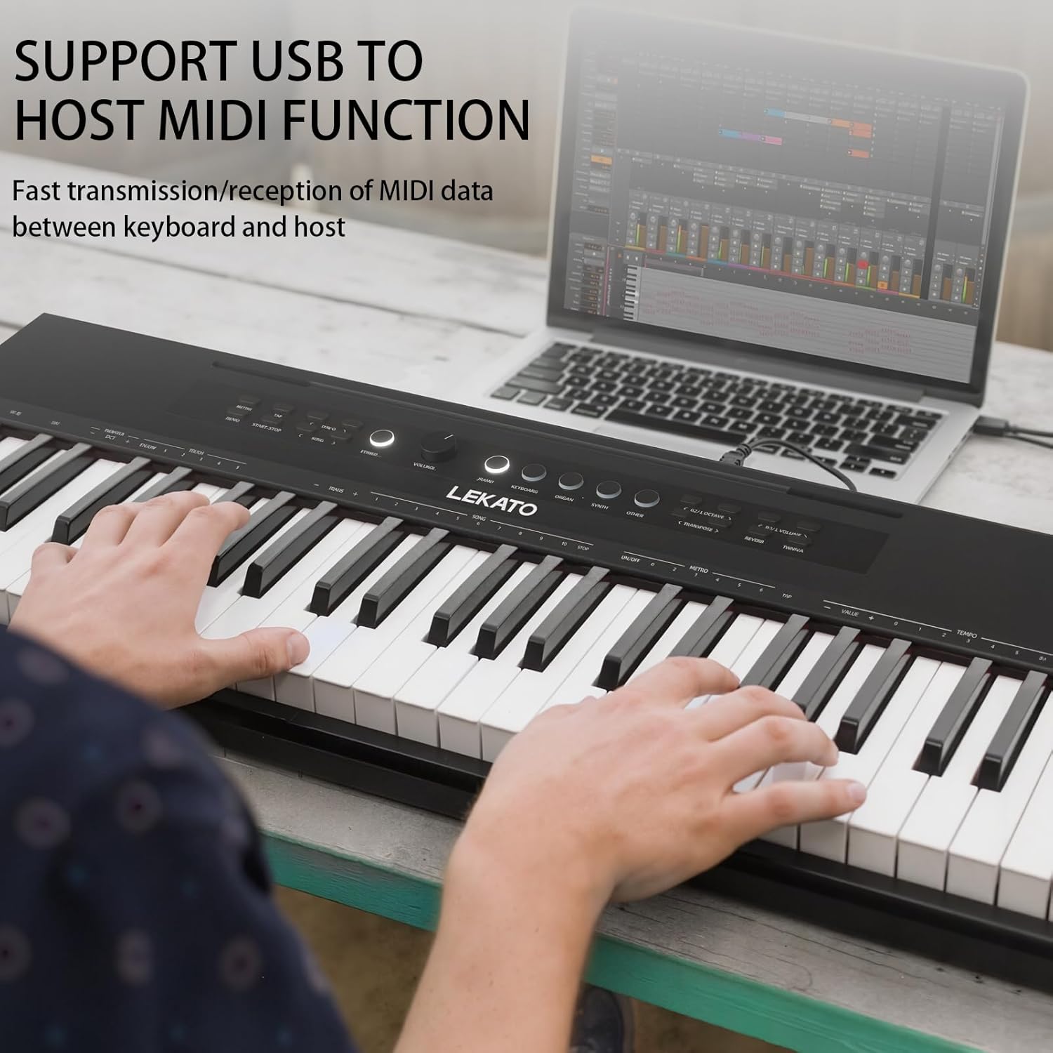 LEKATO 88 Keys Digital Piano, Semi Weighted Electric Keyboard Piano with 15W×2 Stereo Speakers, Reverb Split Layer Duet Mode, Headphone Jack, USB MIDI, AUX, for Beginner Professional at Home Stage