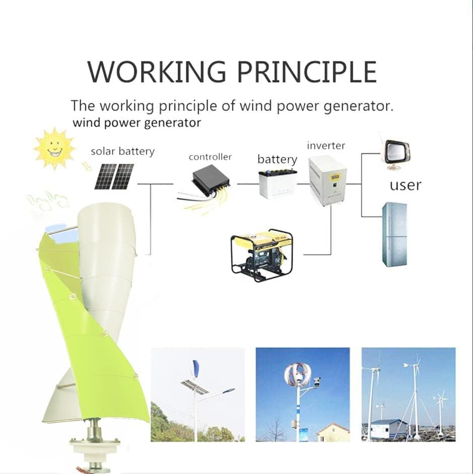 Wind Generator Turbine, 9000W Withhigh Power Wind Turbine Vertical Axis Auto Windward Lantern Wind Generator Kit for Home, Boat