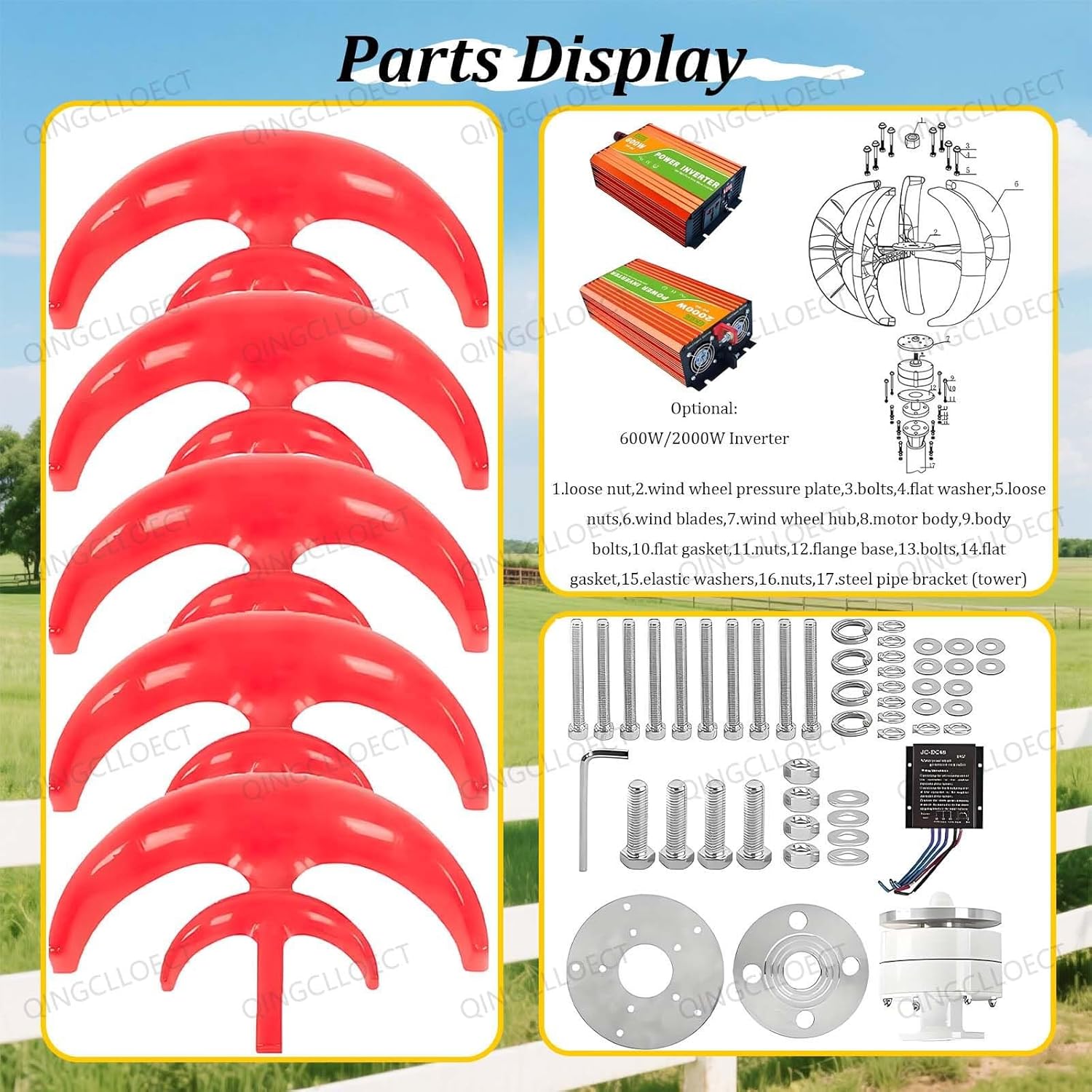 Wind Tur-Bine Generator,12V 5-Blade Vertical Axis Kit,Low Noise & High Output,Electromagnetic Electricity Producer Equipment,for RV,Boat,Cabin,Solar Hybrid Charging(DC,1000W12V)