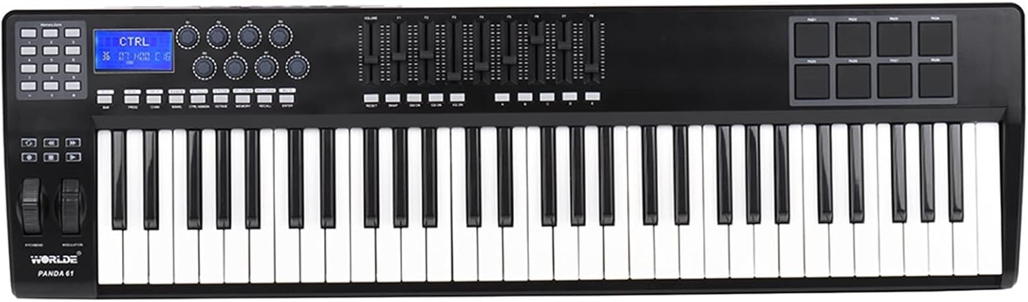 Keyboard Piano 61-Key USB MIDI Keyboard Controller 8 RGB Colorful Backlit Trigger Pads Piano Midi Controller