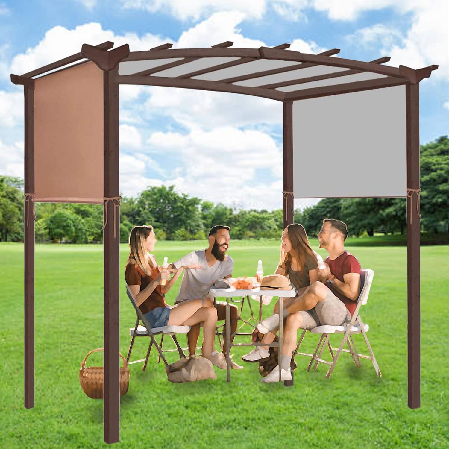 Outdoor Replacement Pergola Canopy, Canopys Cover Waterproof Sturdy Durable Replacement Canopy for Pergola Structures Cover Only No Shelves, Canopy Shades Suitable for Garden Beach BBQ
