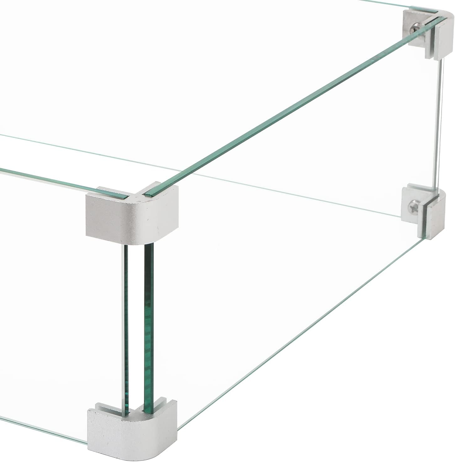 HOMPUS Square Glass Wind Guard, 17x5.5 inches Tempered Glass for Outdoor Fire Pit Table