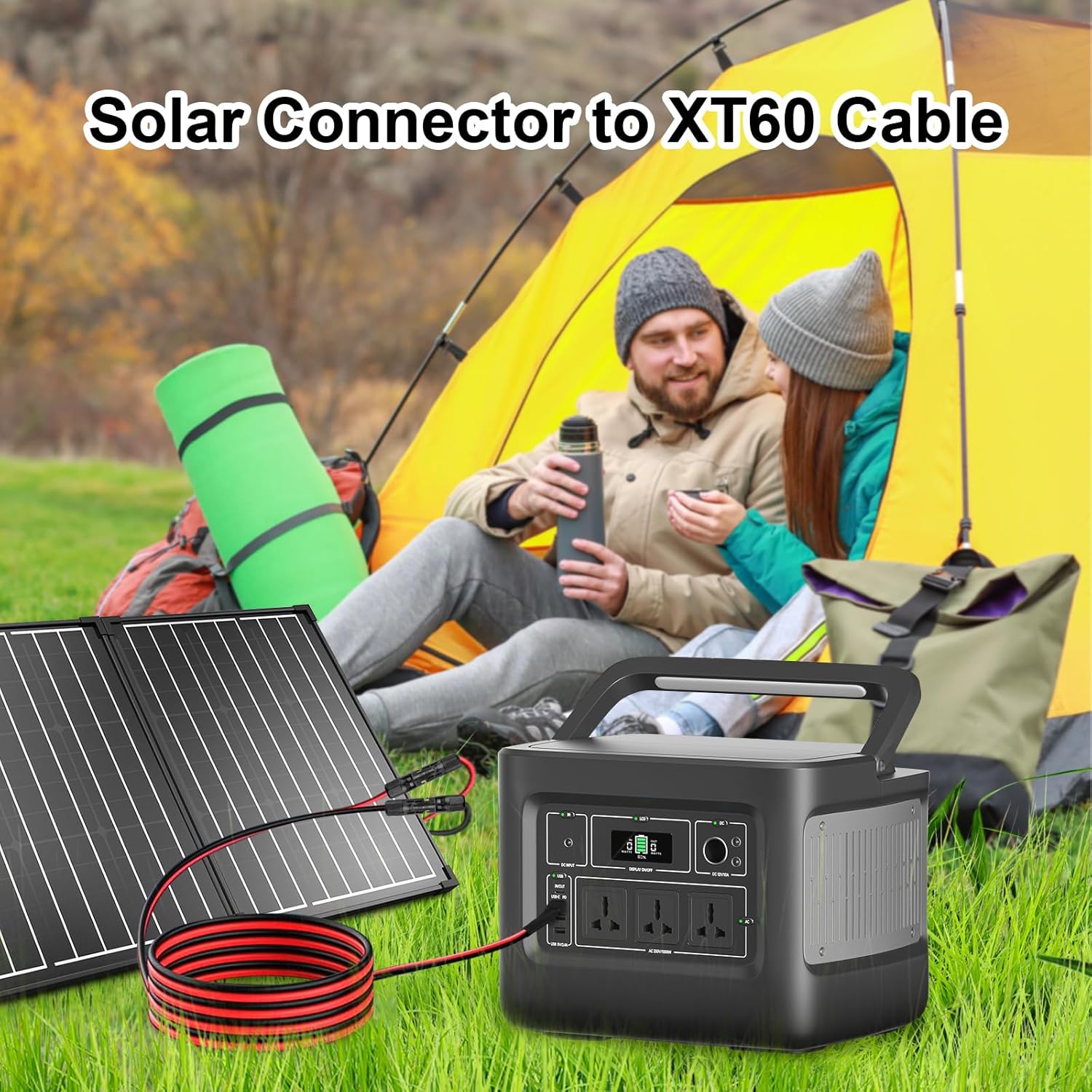 XRDS -RF Solar Connector to XT60 Cable 50FT, 10AWG Solar to XT60 Female Extension Cable, 600V Rated Power Cable for Solar Panels, Batteries, Power Stations – Heavy-Duty High Current Transfer