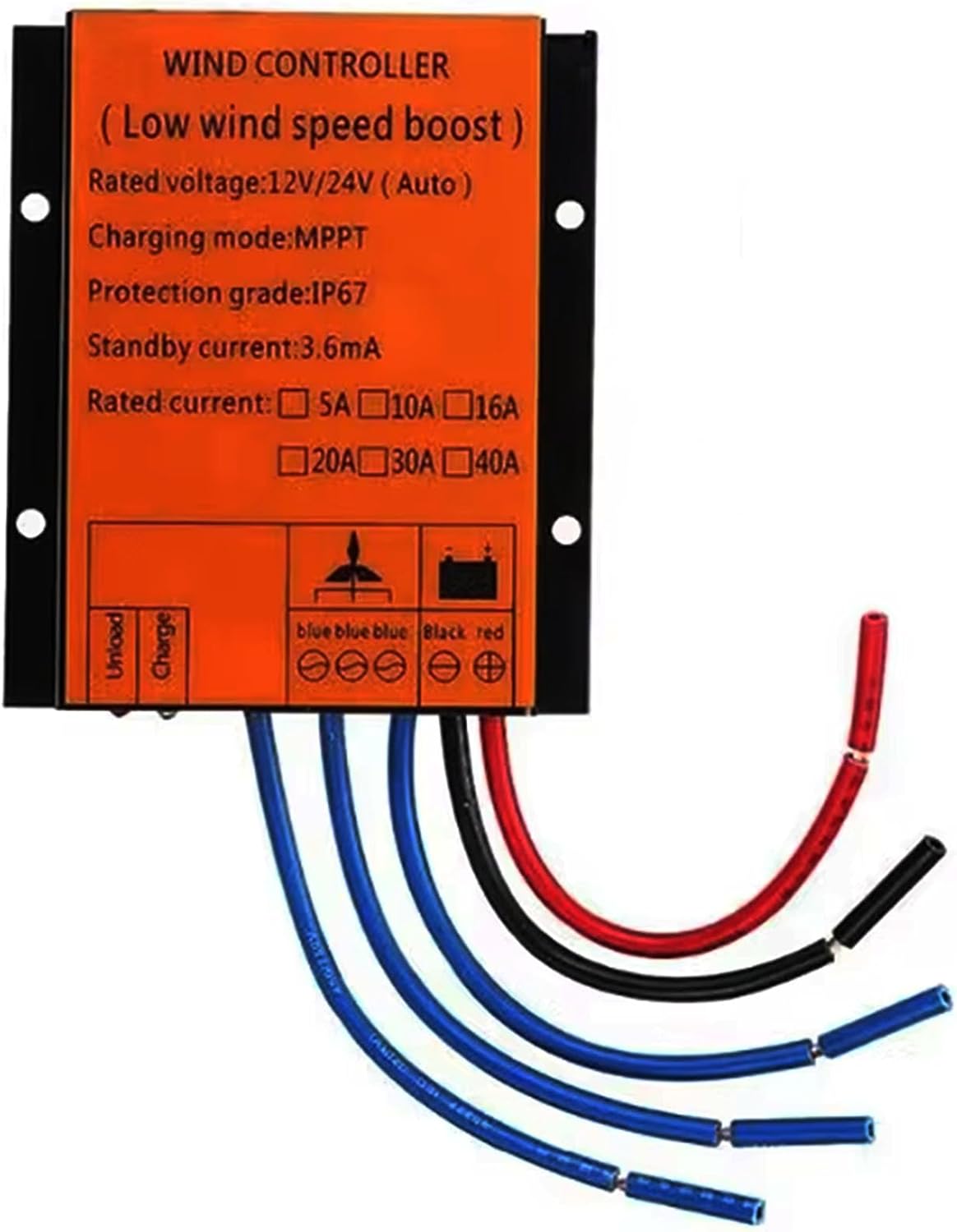 24v,HYZHANHONG MPPT Wind Turbine Charger Controller, 800W 12V 24V 40A Micro Wind Turbine Generator Regulator, IP67 Low Voltage Controller with LED Indicator