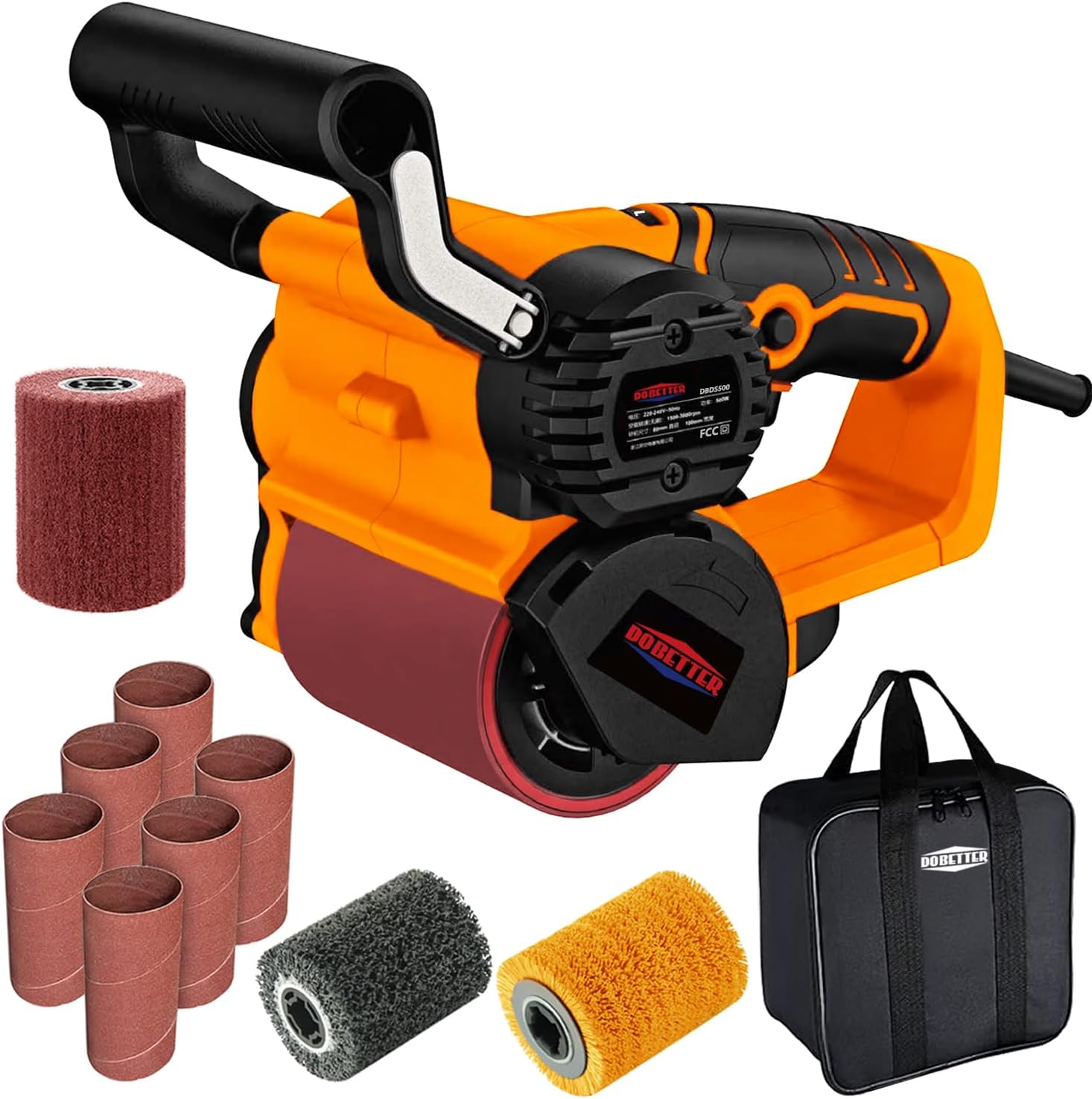 Drum Sander for Woodworking, Surface Conditioning Tool, Burnishing Polishing Machine, Paint Stripper Remover, Variable Speed Tool with VAC Nozzle and Tool Bag- DBDS500