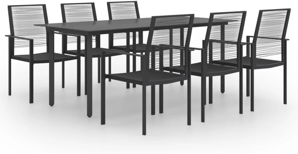 7 Piece Patio Dining Set,Elegant Outdoor Dining Set with Durable Steel Frame and WeatherResistant Rattan Chairs Furniture Sets for Patio, Lawn & Garden