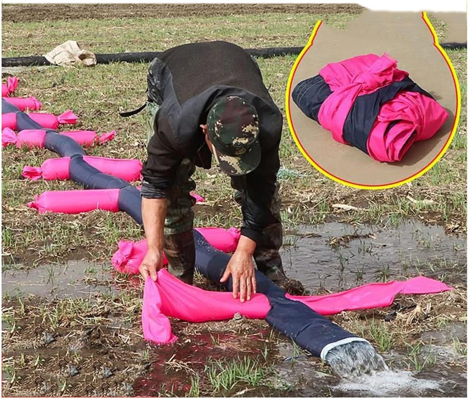 Pool Above Ground Garden Irrigation Water Hose, Garden Irrigation Farmland, Save Effort Custom Size and Color, Double Sided Water Spraying Easy to Open (Color : Black+Pink, Size : 60m)