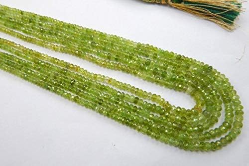 13 inch natural beads strand of 2-5mm faceted rondelle tsavorite green garnet gemstone beads for DIY jewelry - necklace, bracelet, earring, ring.