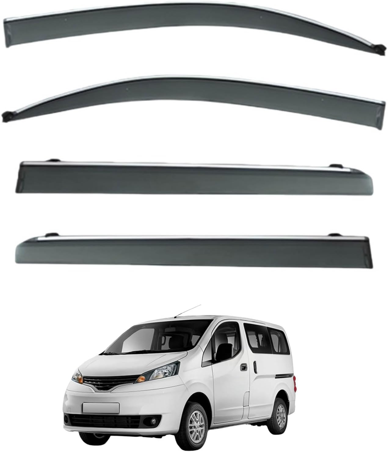 Window Deflectors for Nissan NV200 MK1-M20 2010+, Sun Rain Guard Window Visors Vent Shades with Bright Stripes Car Accessories