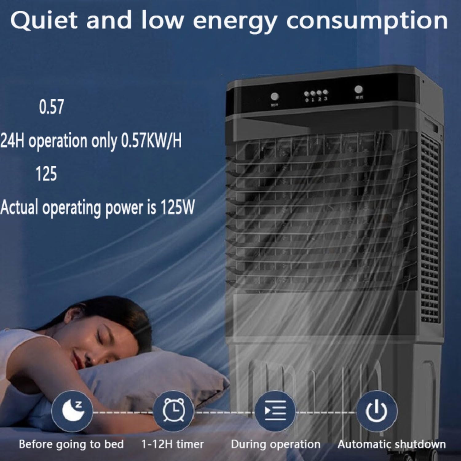 Portable Air Conditioners 3-in-1 Portable AC Unit with 3 Modes Quiet Air Conditioner with 50l Extra Large Water Tank 120° Oscillating 12H Timer Air Cooler Cooling Fan Bedroom Office Apartments