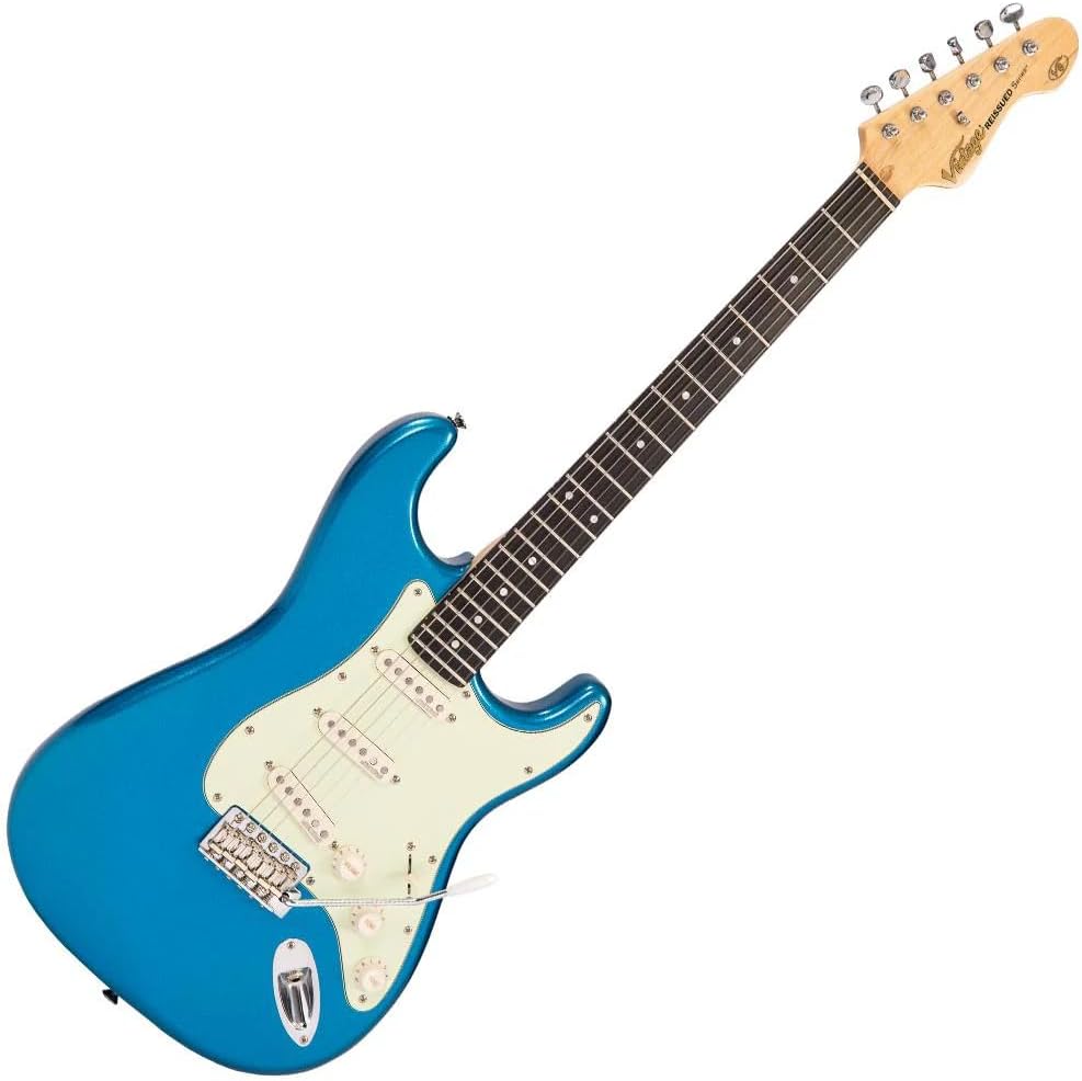 VINTAGE Electric Guitar, Right, Candy Apple Blue (V6CAB)