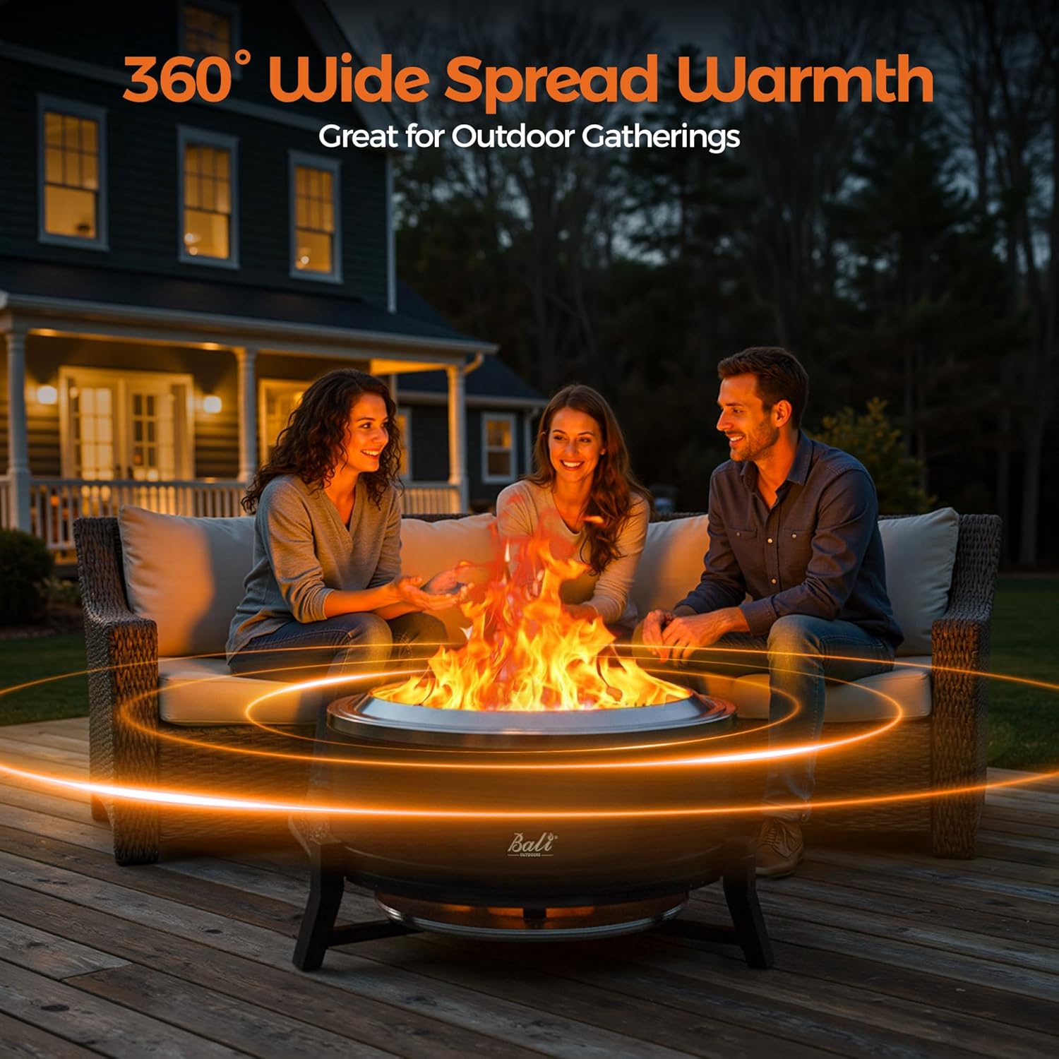 BALI OUTDOORS 27 inch Smokeless Firepit Outdoor, Outdoor Fire Pit Patio with Ash Pan, Portable Fire Pit Wood Burning