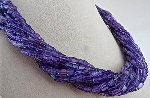 13 Line Natural Amethyst Fancy Square Beads Necklace 6MM to 3MM