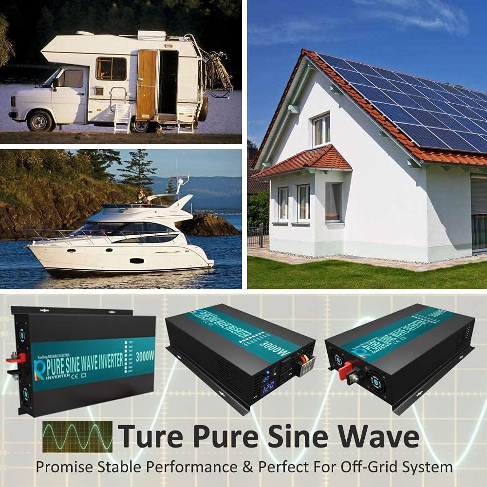 WZRELB Reliable 3000W Pure Sine Wave Solar Power Inverter 48V 120V Off Grid DC to AC Power Converter Generator Home Power Backup