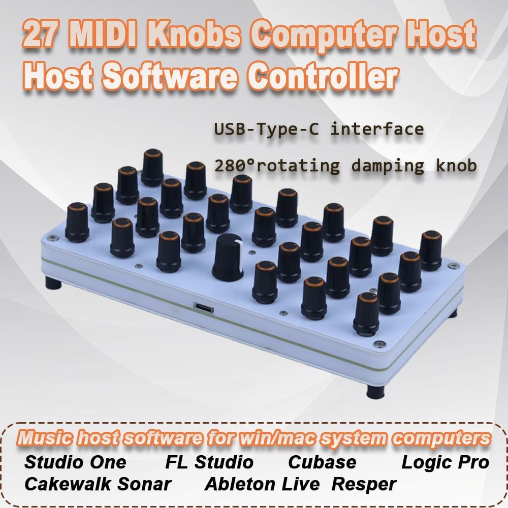 27 MIDI Knobs Knob Custom CC Information USB-C Interface Music Host Software Controller
