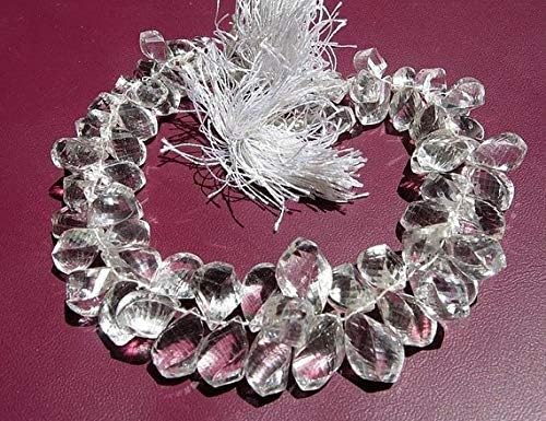 13 inch natural beads strand of 11x6-13x8mm faceted drop crystal quartz gemstone briolletes beads for DIY jewelry - necklace, bracelet, earring, ring.