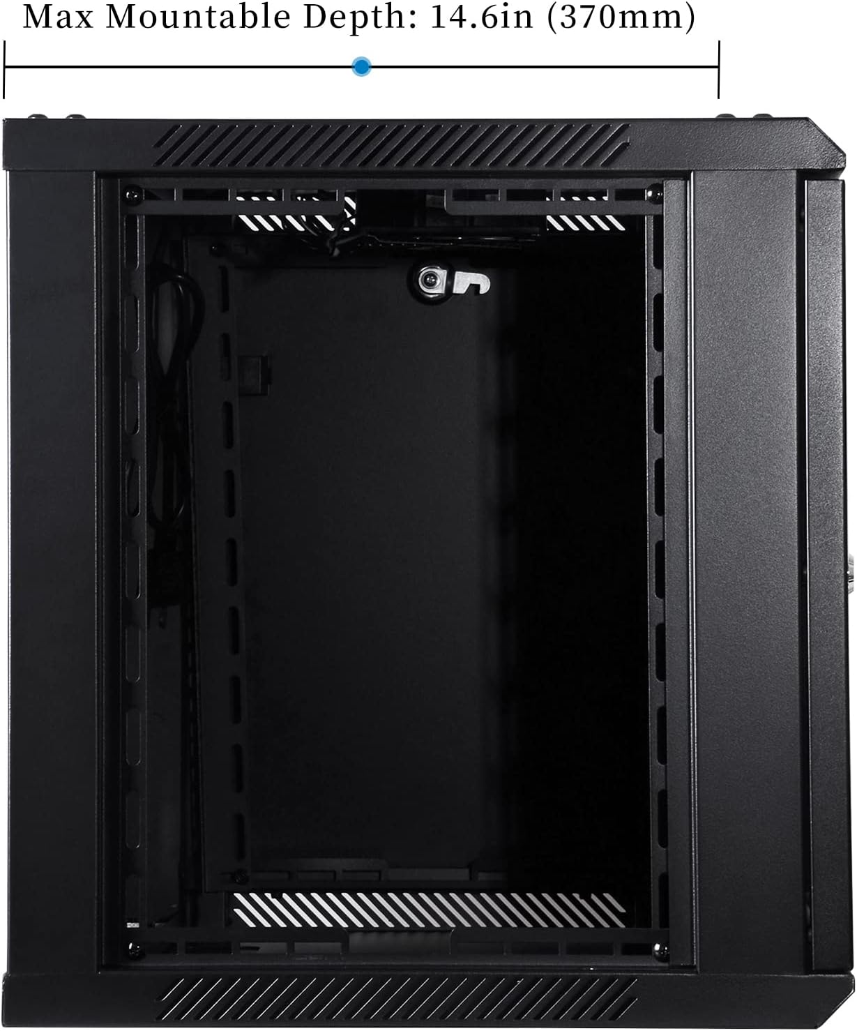 RackPath 9U Wall Mount Server Cabinet Network Rack Enclosure, Quiet Cooling Fan, Perforated Door, Black