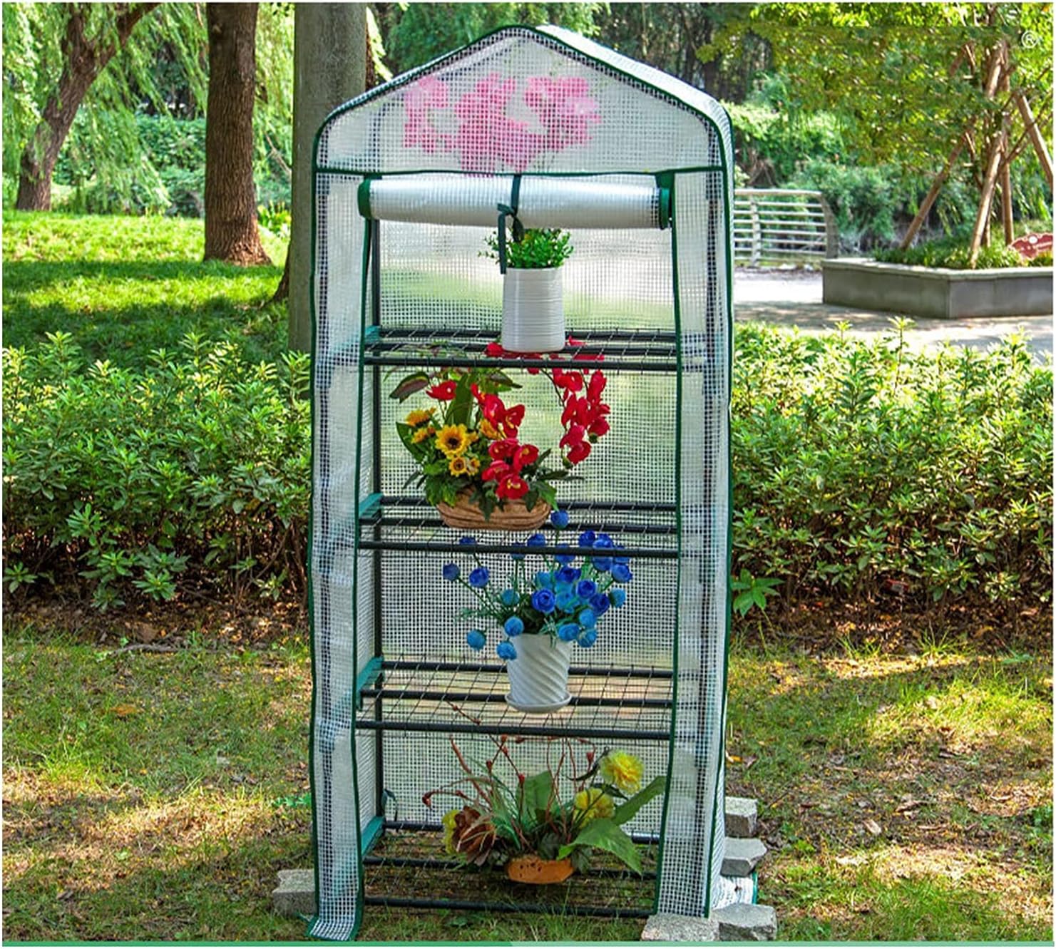 4-Layer Garden Greenhouse Cover, Indoor Balcony Plant and Vegetable Planting Room, for Flowers, Removable Waterproof PE Cover (Color : White, Size : 69×49×160cm)