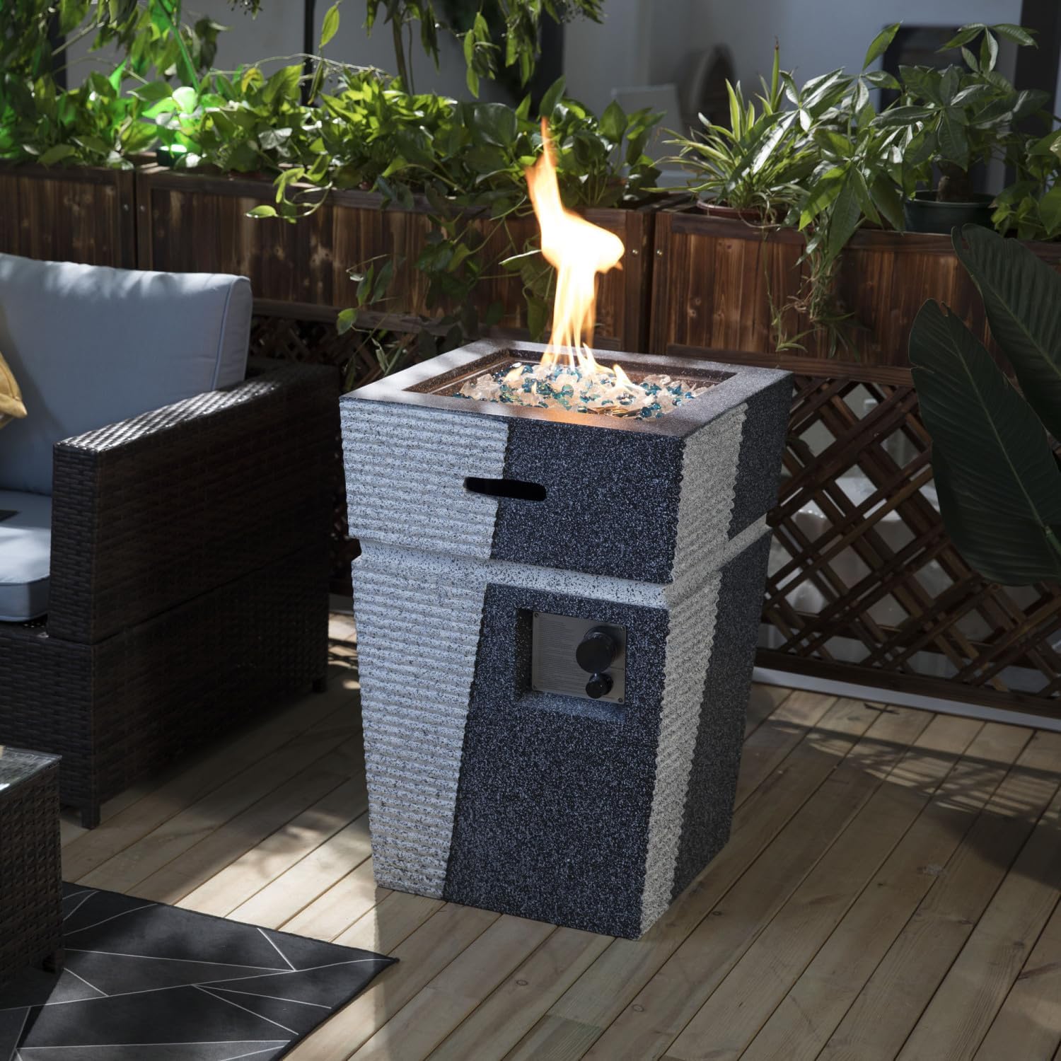 Outdoor Concrete Fire Pit Column Propane Fire Pit