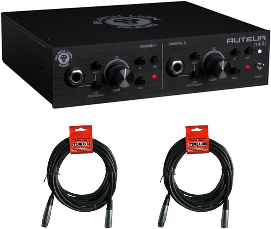 Black Lion Audio Auteur mkIII 2-Channel Mic Preamp and DI Bundle with 2x XLR- XLR Cable