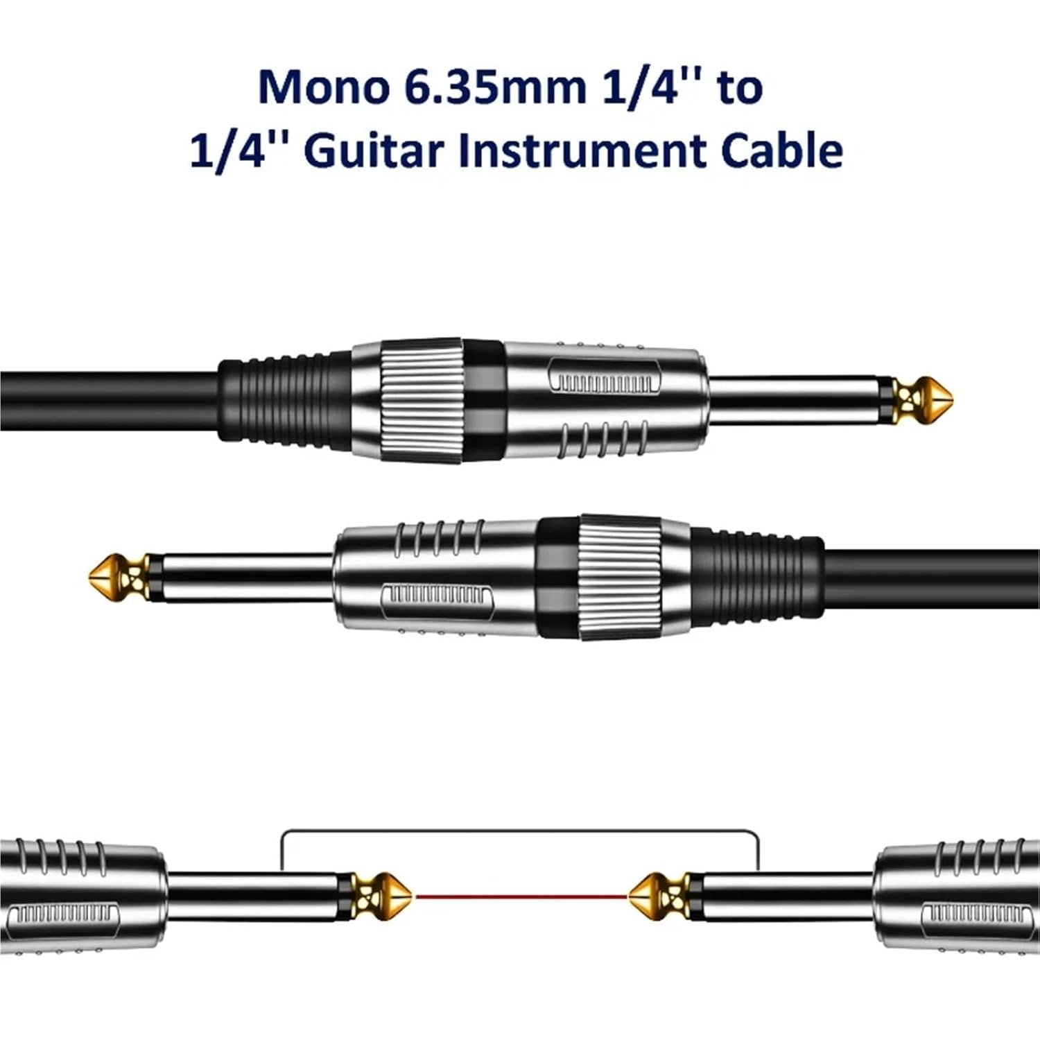 6.5mm TS Guitar Cable Male to 1/4 Inch Instrument Audio Aux Cables for Electric Mixer AMP(Yellow M-M)