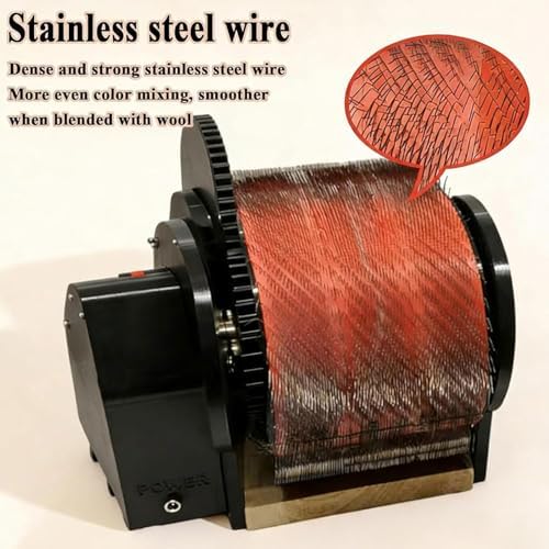 Electric Wool carding Machine, Wool Drum carder, Fiber carding Machine, with Adjustable Forward and Reverse Speed, for DIY Wool Felting and handicrafts